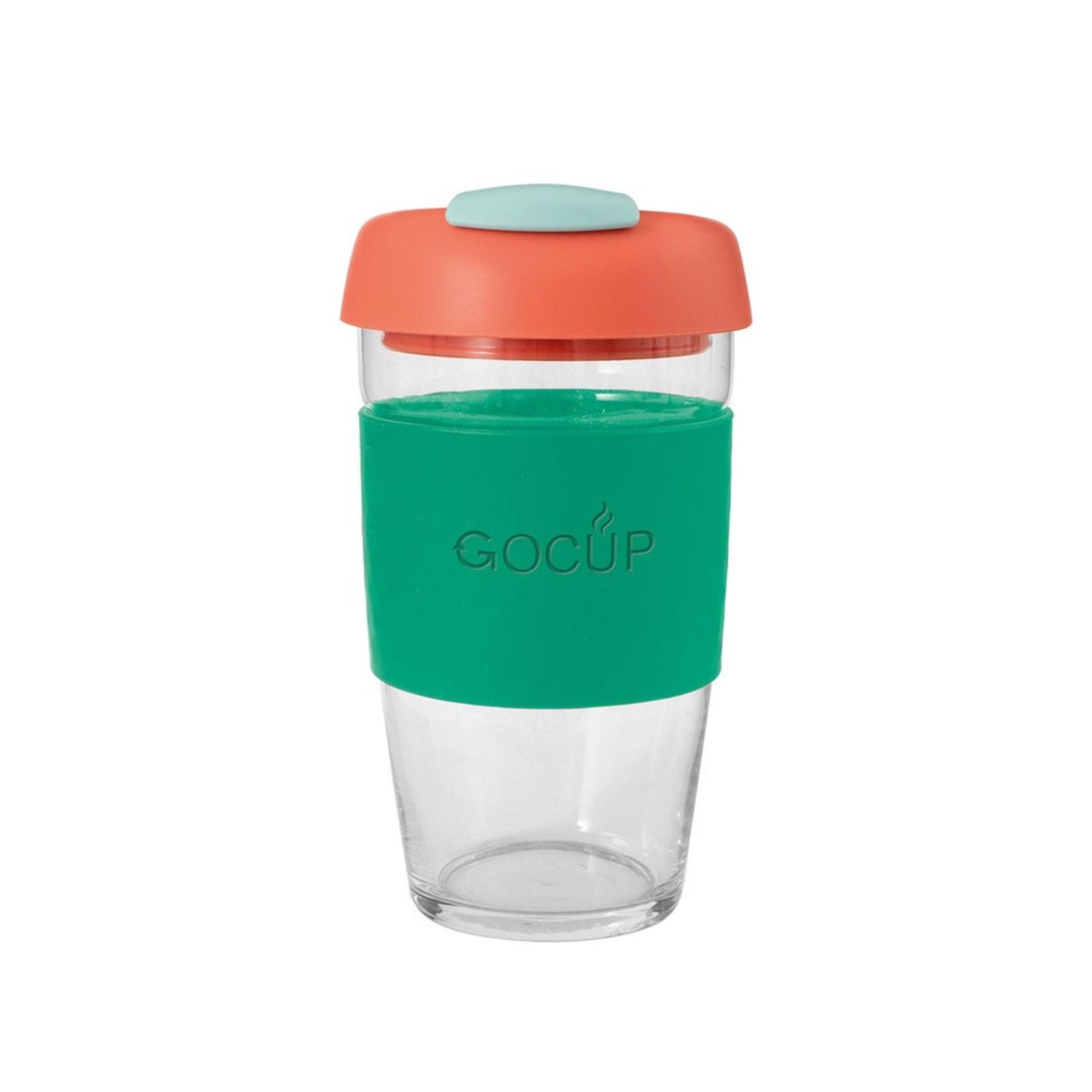 Glass Gocup 473ml Green/Coral/Sea Foam