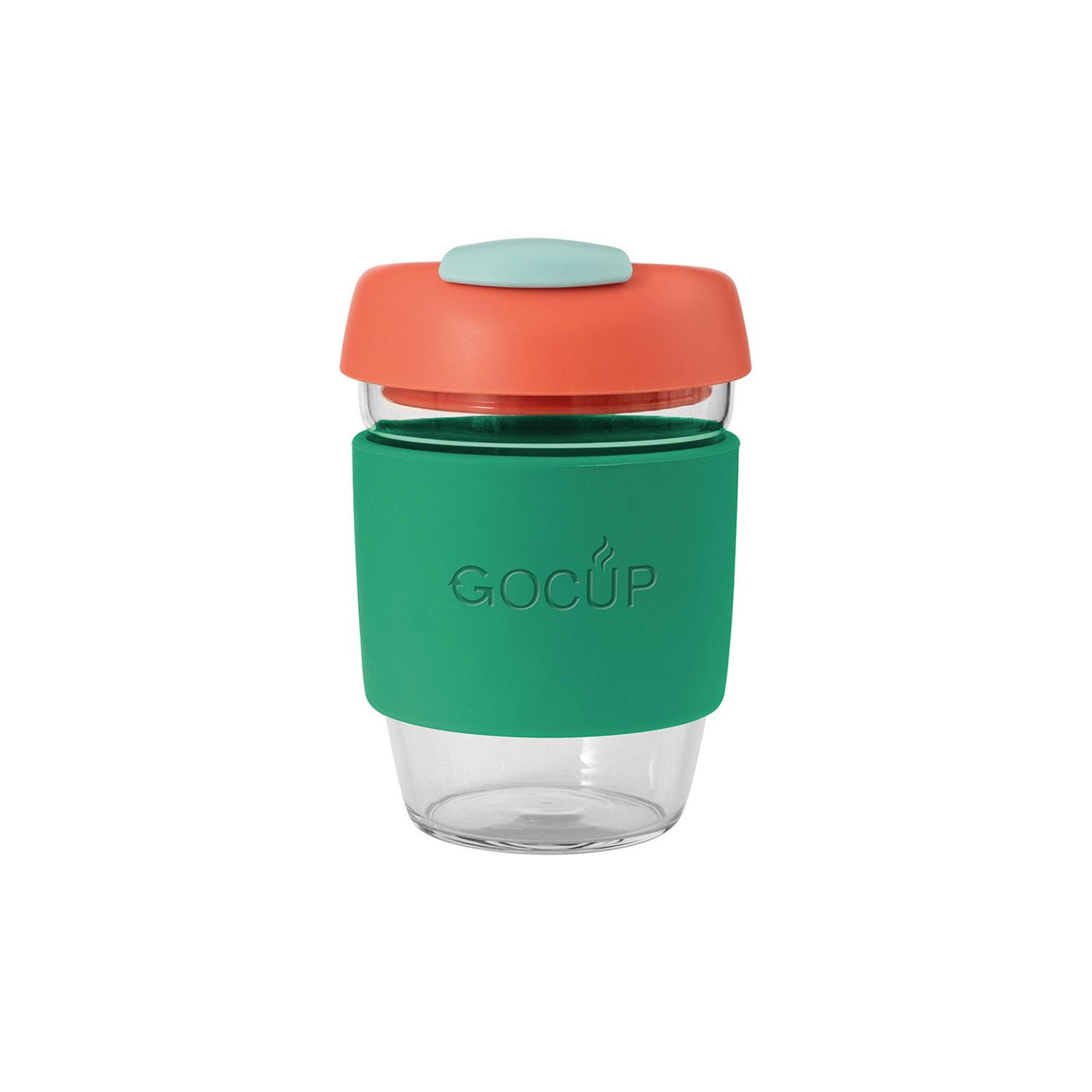 Glass Gocup 355ml Green/Coral/Sea Foam