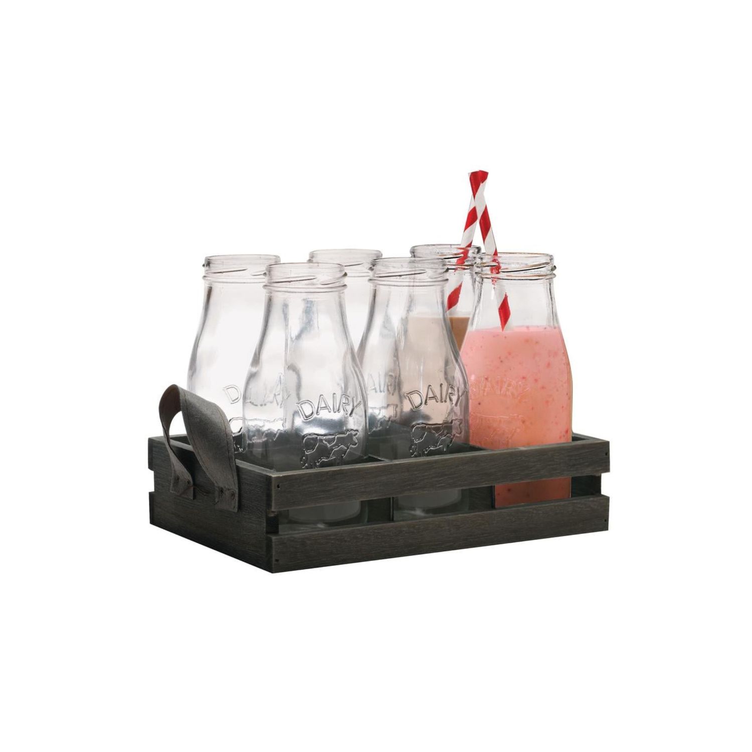 Milk Bottle With Str 325ml 6 Piece Tray