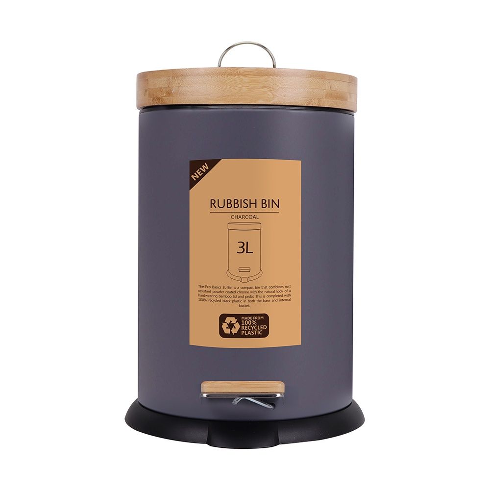 White Magic Eco Basics Rubbish Bin 3L - Charcoal