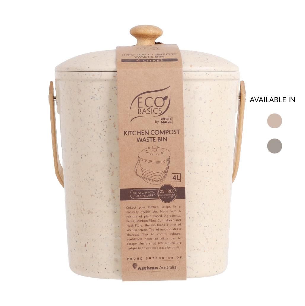 Eco Basics Compost Kitchen Waste Bin - 4L - Pebble