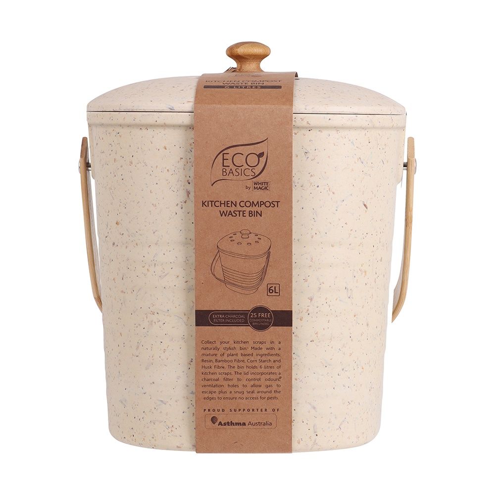 Eco Basics Compost Kitchen Waste Bin - 6L - Pebble