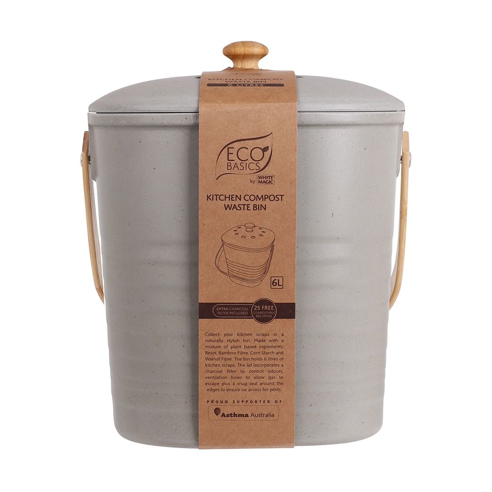 Eco Basics Compost Kitchen Waste Bin - 6L - Granite