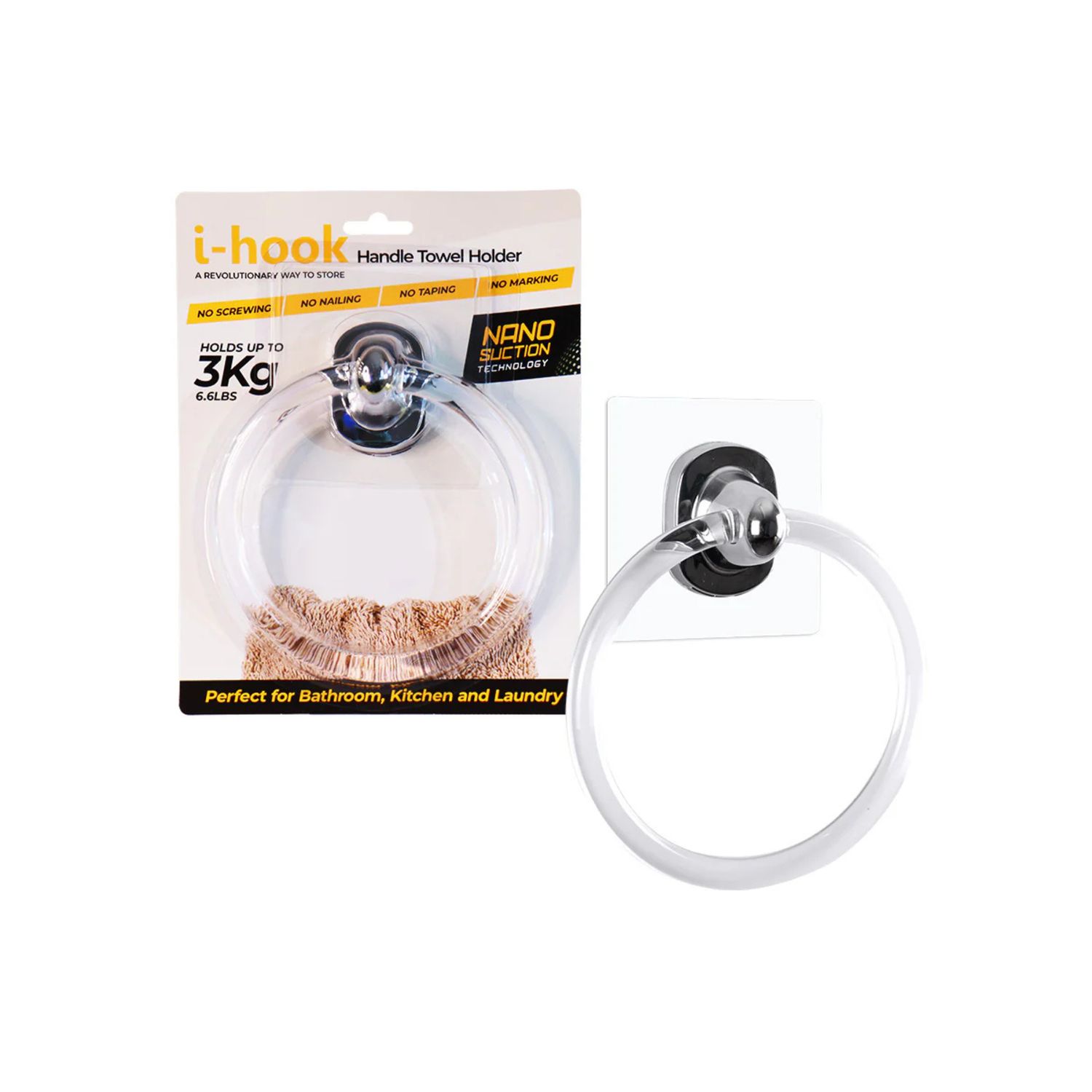 White Magic I-Hook Hand Towel Holder