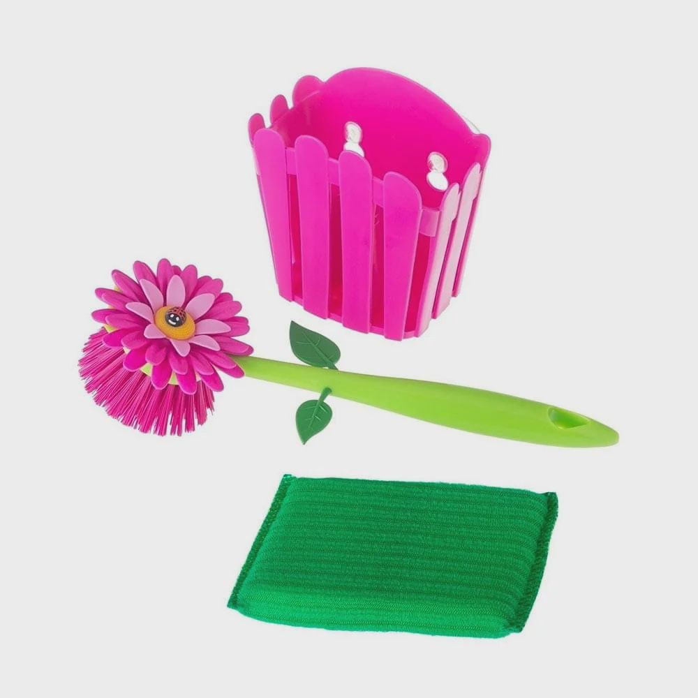 Flower Power Orange 3 Piece Sink Caddy Set