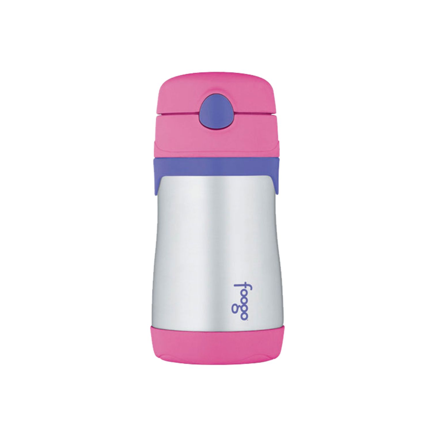 Thermos 290ml Foogo Stainless Steel Vacuum Insulated Drink Bottle With Straw - 2 Colors, Colour: Pink