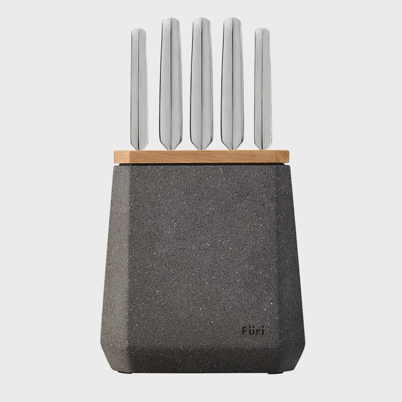 Stone Knife Block Set Flint Terazzo 6 Piece