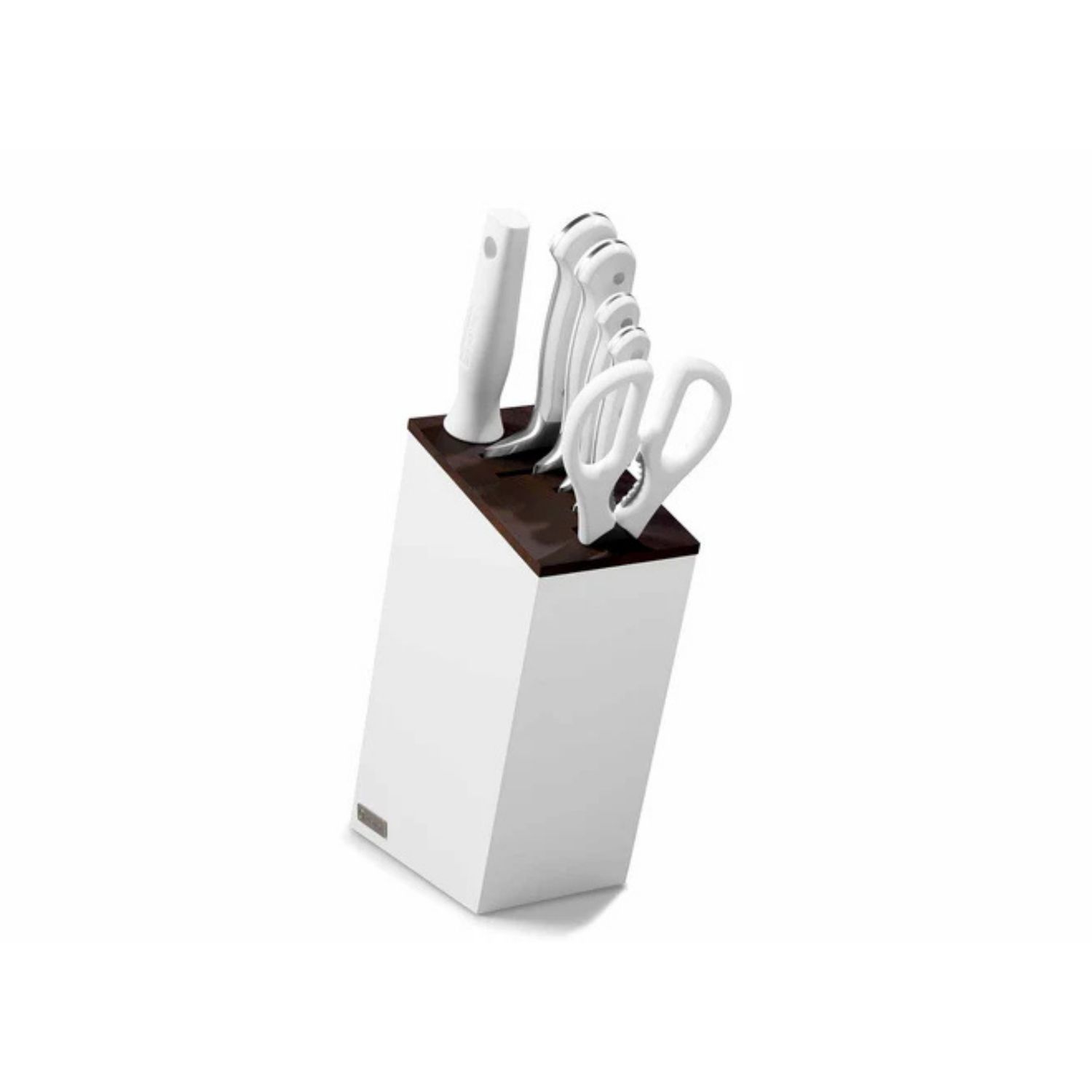 Classic White Slim 7 Pieces Block With Bread Knife