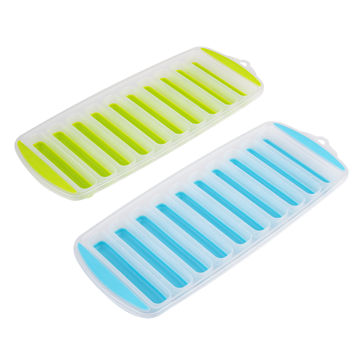 Easy Release 10 Cube Stick Ice Tray Set 2, Colour: Blue/Lime