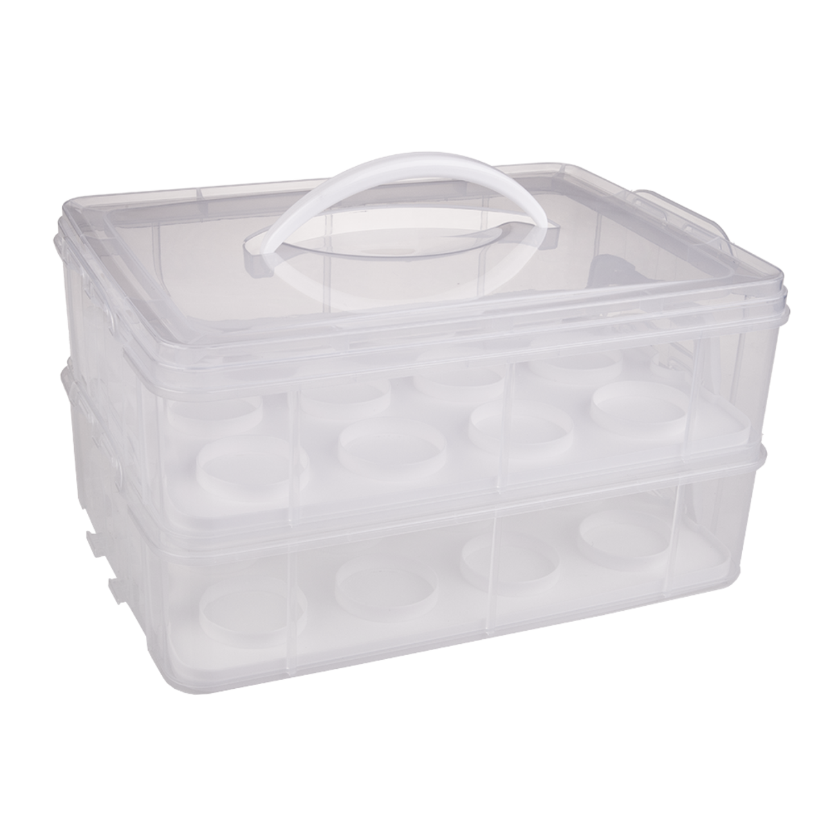 Daily Bake 24 Cup Stackable Cupcake Carrier - White, Colour: White