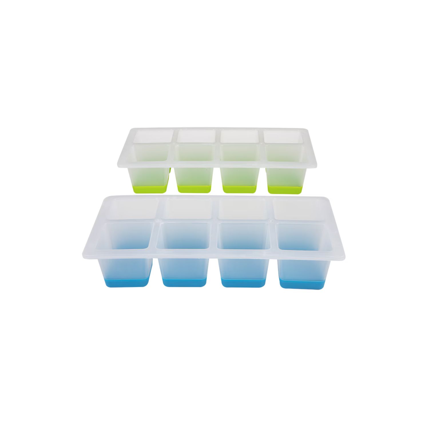 Easy Release 8 Cube Square Ice Tray Set 2, Colour: Blue/Lime