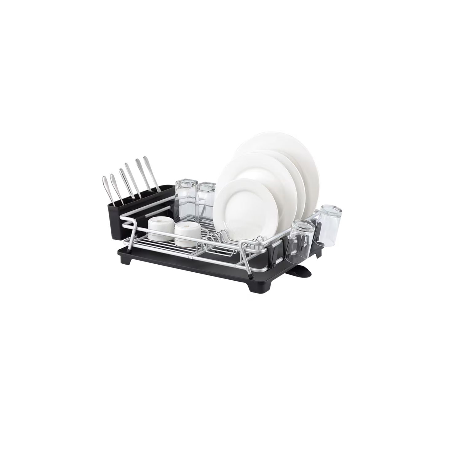 D.Line Dish Rack Chrome Pvc W/ Caddy 44.5 X 33 X 12Cm Matte Grey