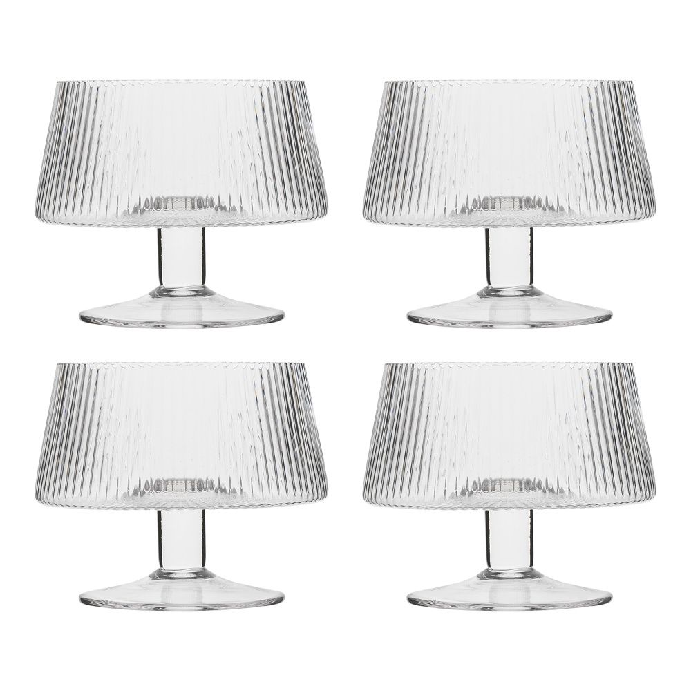 Classic Set of 4 Footed Bowls Ridged