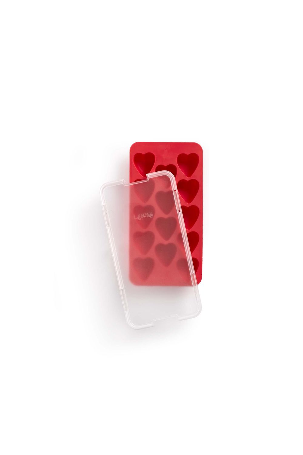 Heart Ice Cube Tray with Lid 14 cubes - Red