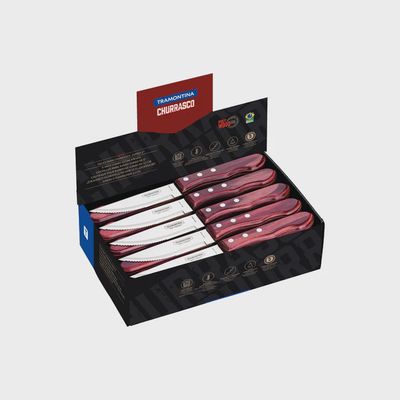 Jumbo Steak Knife with Stainless-Steel Blade and Treated Red Polywood Handle 5&quot;