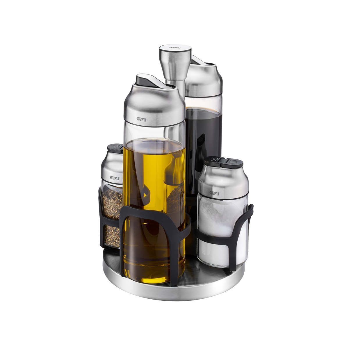 Vinegar-Oil and Spice Cruet Stand 5 Pieces