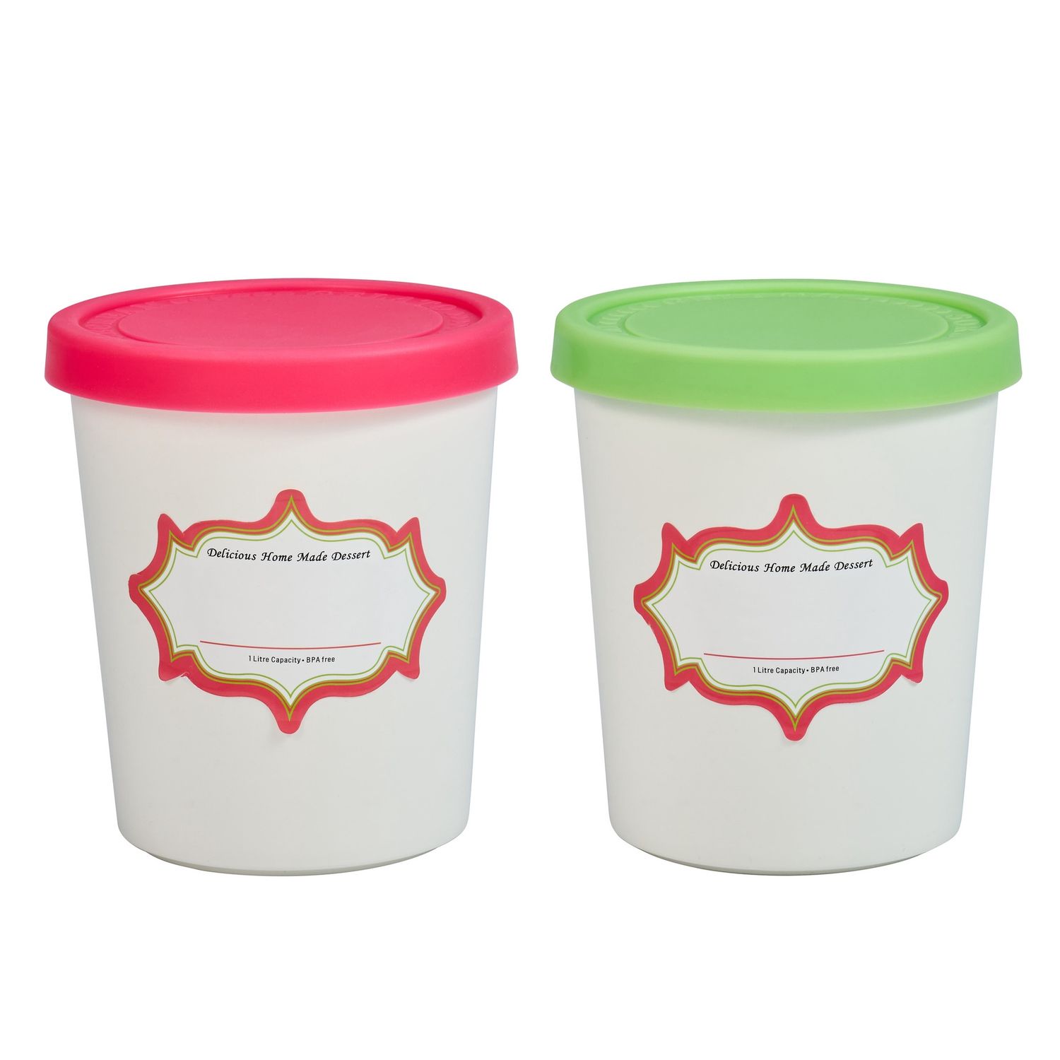 Round Ice Cream Tub 950ml - Set of 2