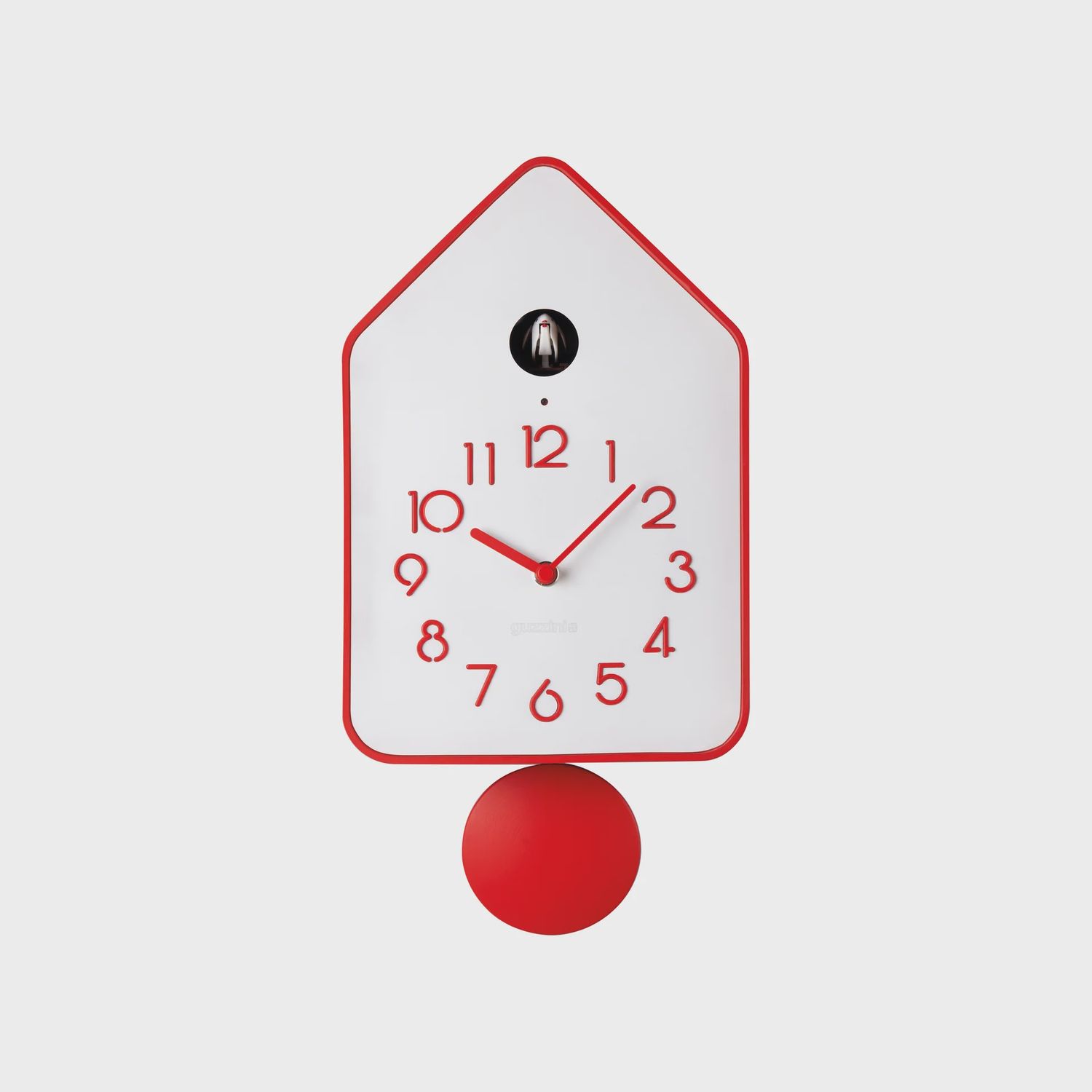 Home QQ-Up Cuckoo Wall Clock with Pendulum, Colour: Red