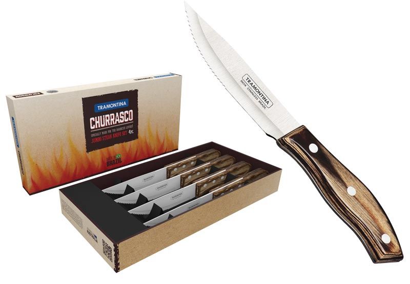 4 Piece Polywood Rio Grande Full Tang Steak Knife Set - Brown