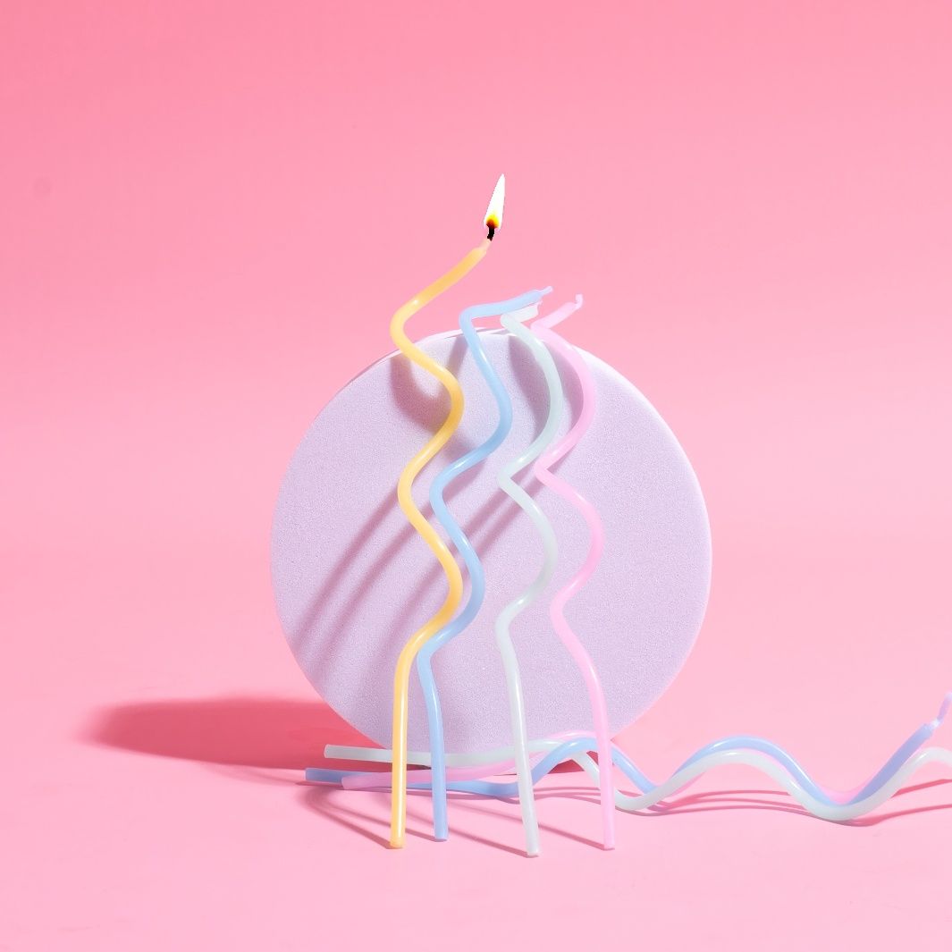 13cm Swirly Cake Candles Pastel Rainbow (Pack of 16)