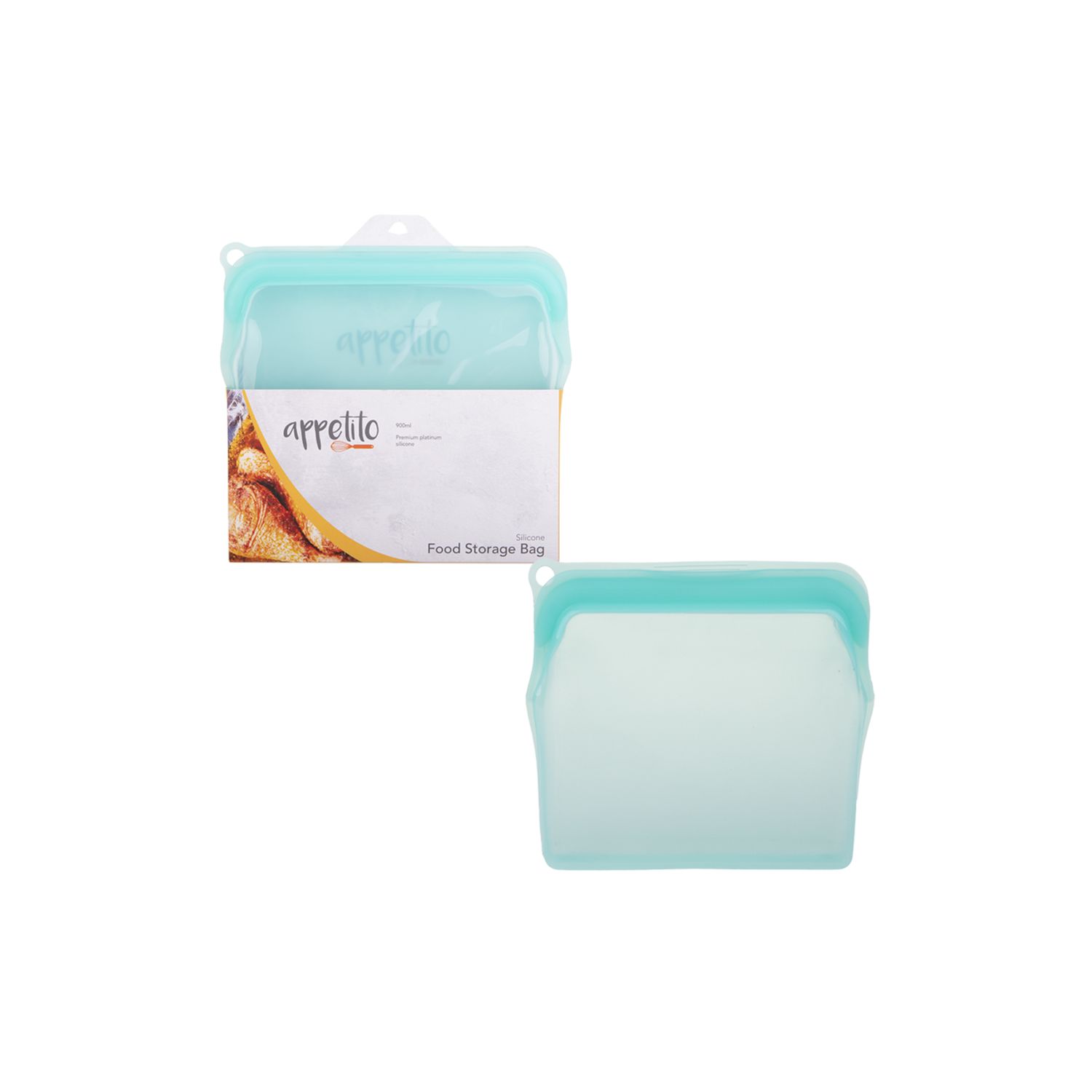 Silicone Large 900ml Food Storage Bag - 2 Colors, Colour: Aqua
