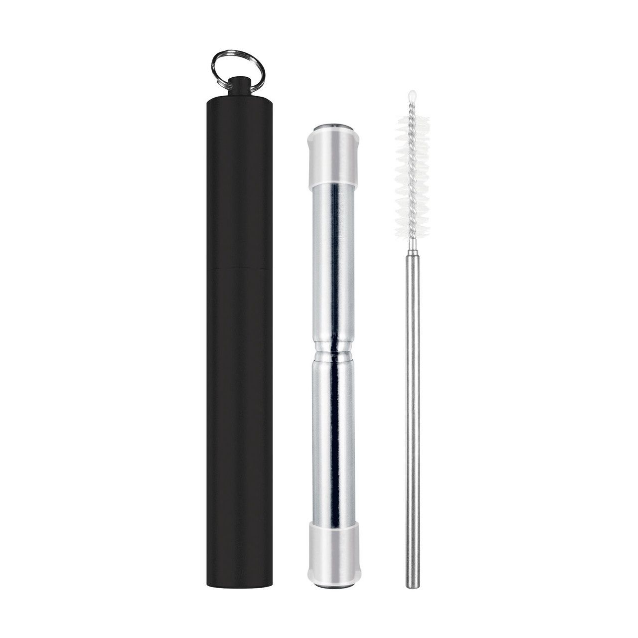 Telescopic Travel Straw With Silicone Tips, Color: Black
