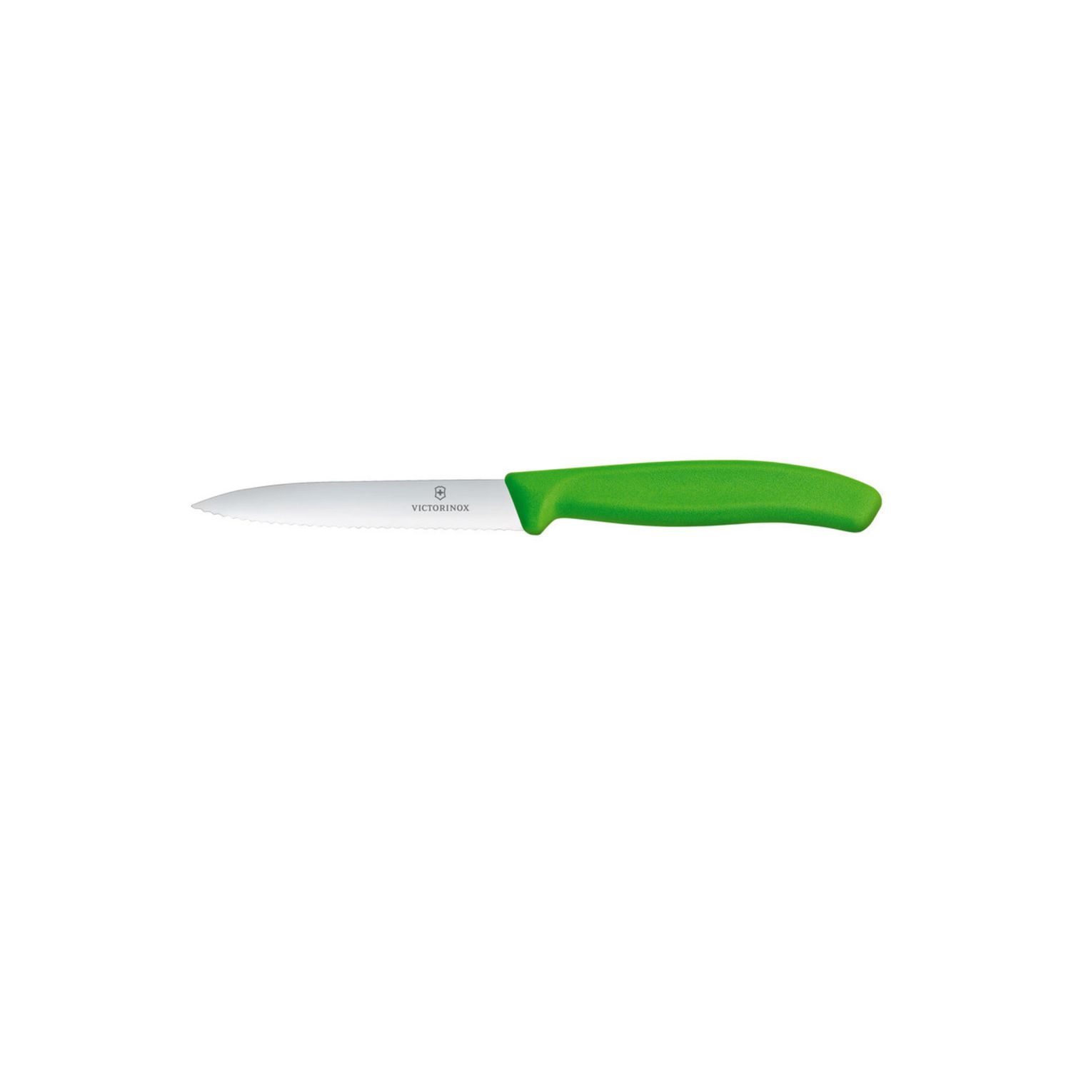 Swiss Classic Paring Knife, 10cm, Wavy Edge, Color: Green