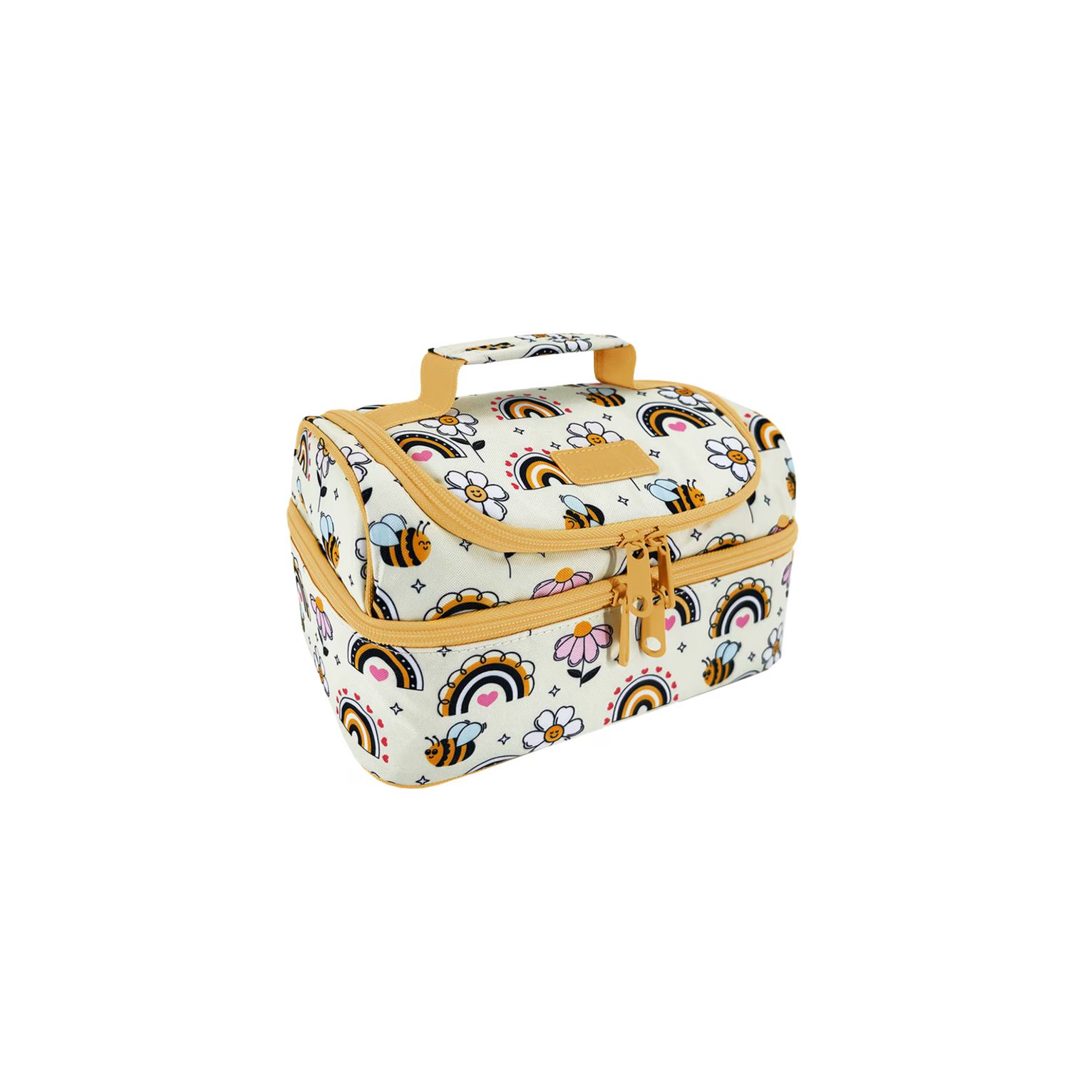 Insulated Double Decker Lunch Bag - 6 Colors, Design: Busy Bees