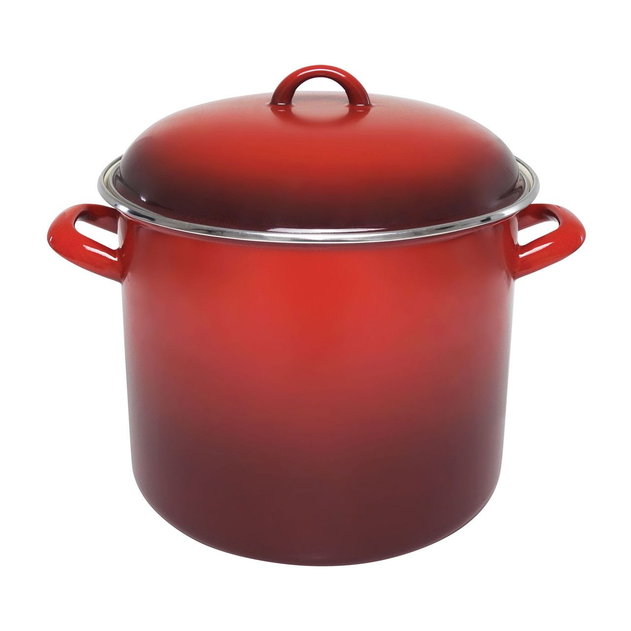 Enamel Stock Pot  - Red, Size: 24x20cm / 8.2L