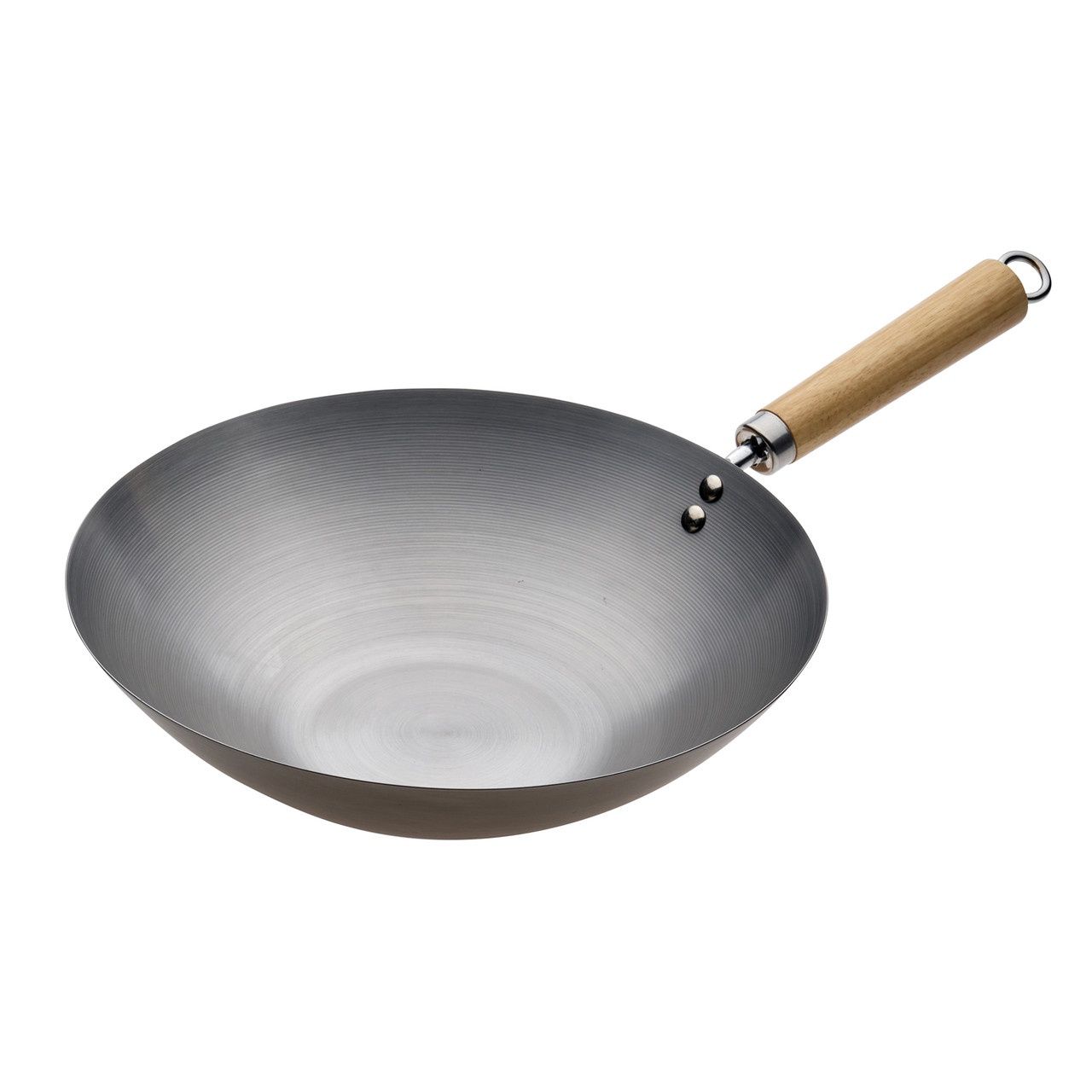 Carbon Steel Wok with Wood Handle - 2 Sizes, Size: 30cm