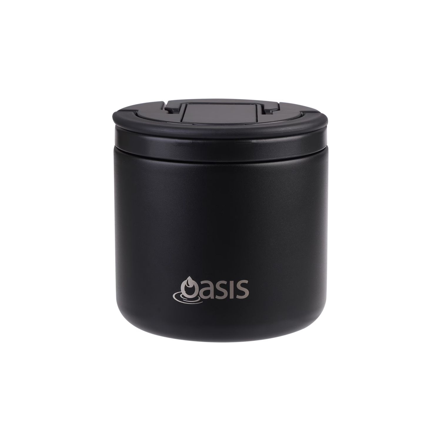 Stainless Steel Double Wall Insulated Food Flask with Quick Release Lid &amp; Spork 500ml, Colour: Black