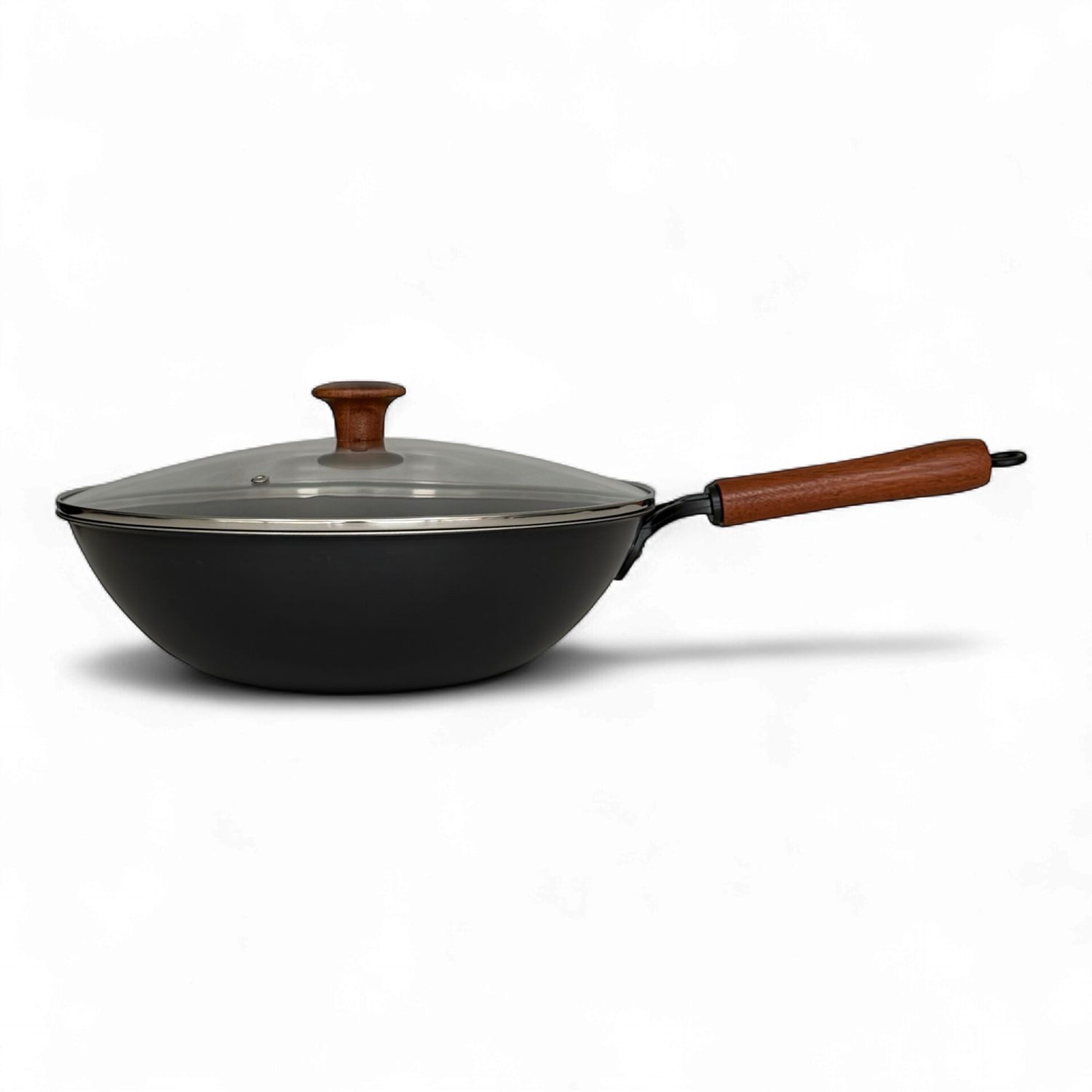 Rust-Resistant Tri-ply Stir-Fry Wok with Glass Lid 32cm