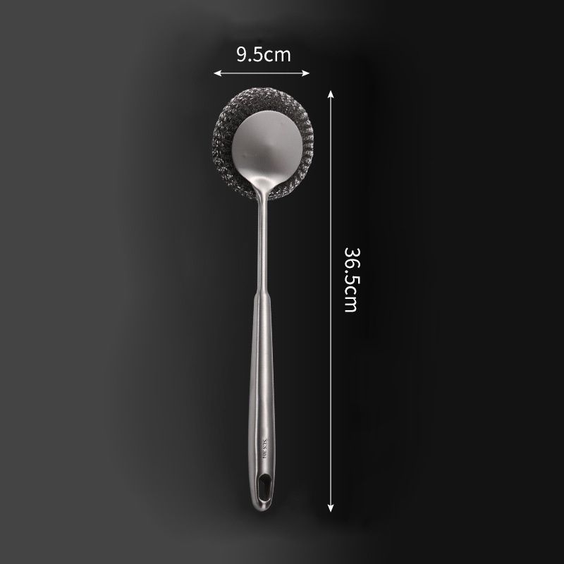 Klean Long-Handle Pot Brush with Stainless Steel Handle and Replaceable Steel Ball