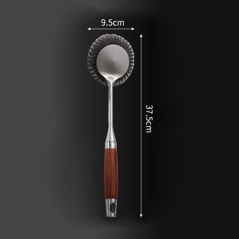Klean Long-Handle Pot Brush with Rosewood Handle and Replaceable Steel Ball