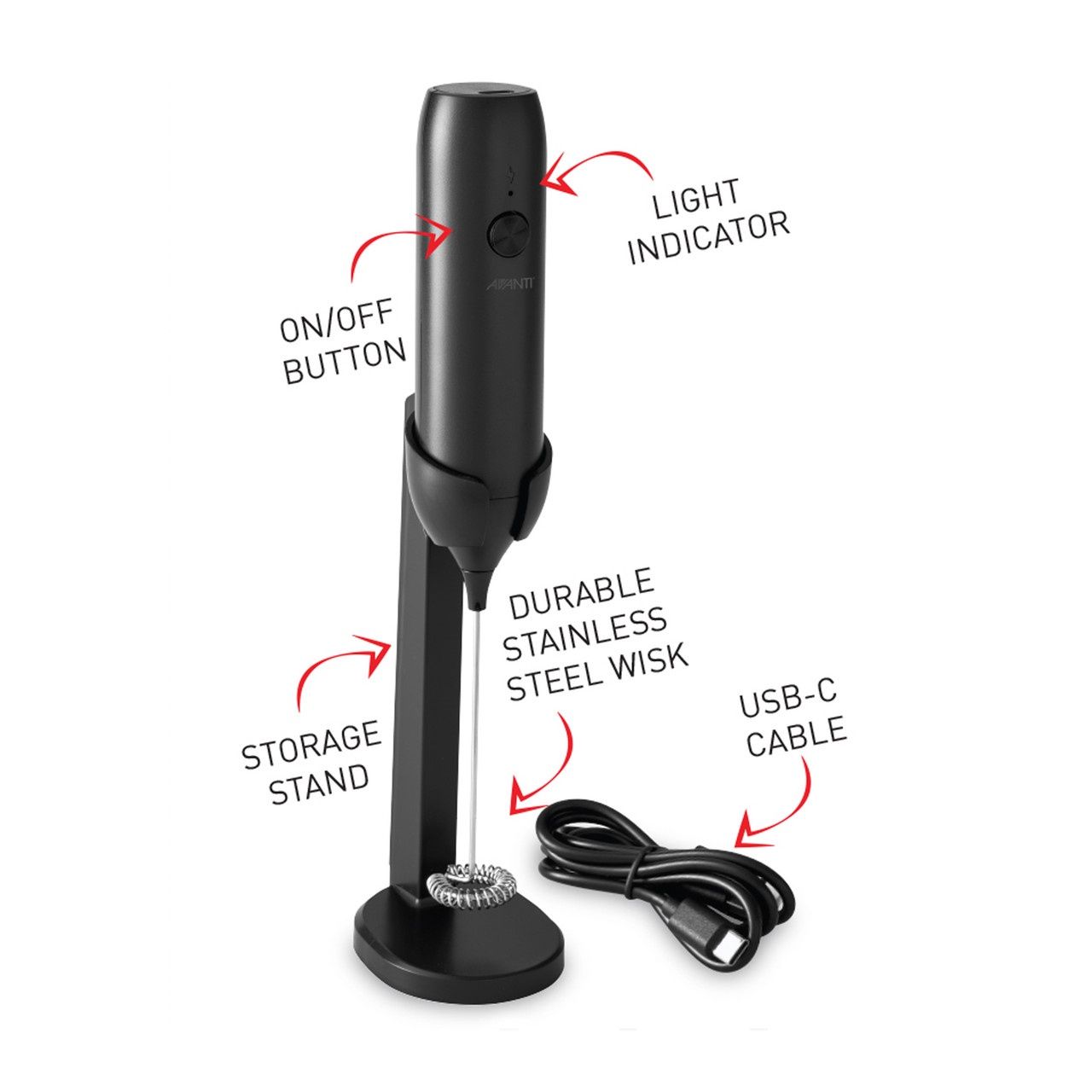 Rechargeable Milk Frother with Stand