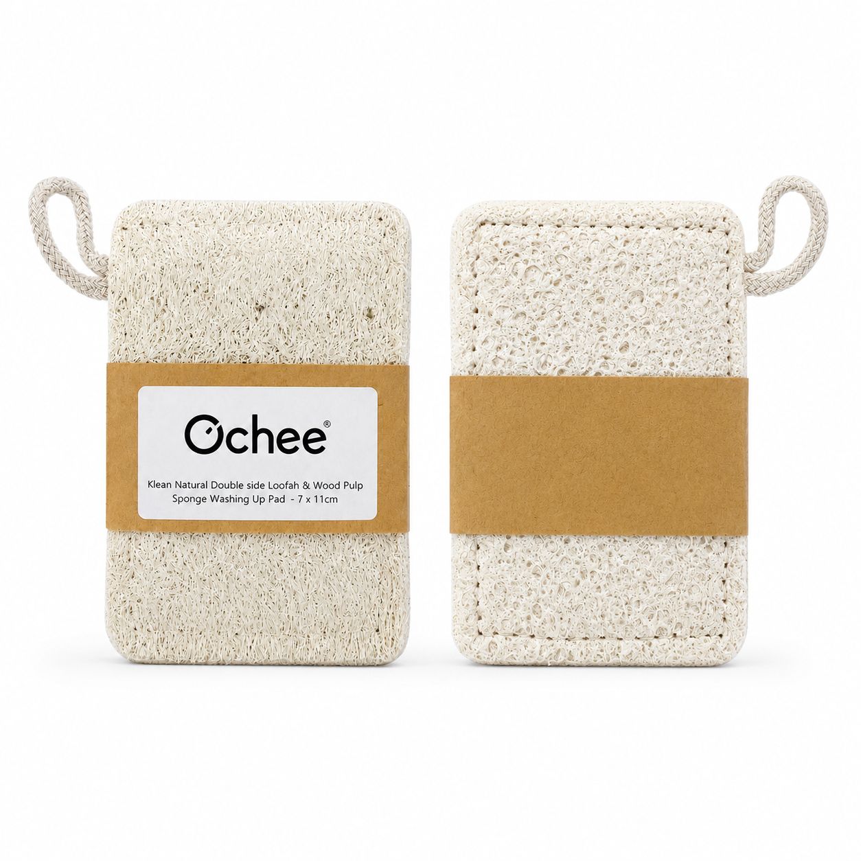 Klean Natural Double side Loofah &amp; Wood Pulp Sponge Washing Up Pad  - 7 x 11cm