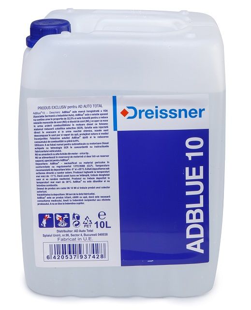 AdBlue DREISSNER, volum 10 litri, pentru motoare diesel euro 6, cu palnie umplere UNIVERSAL