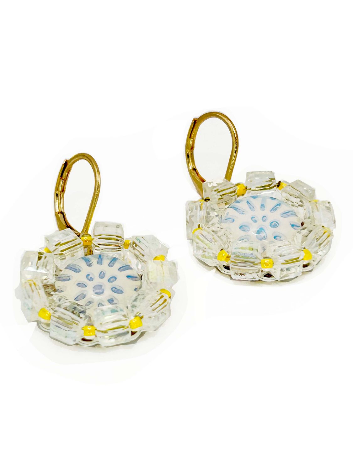 Lulua, gold colored stainless steel ear hook with Opal.