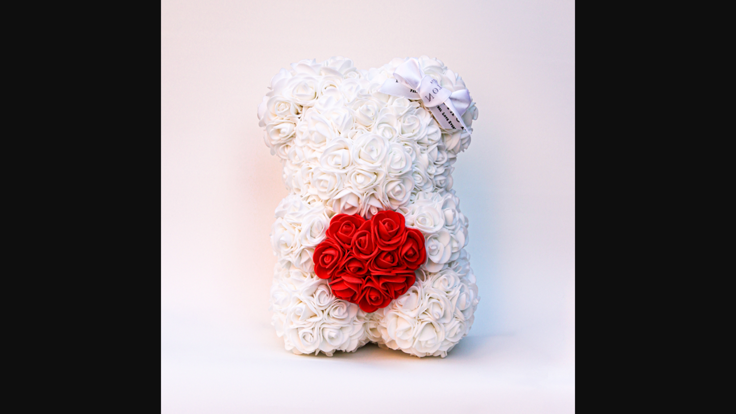 white rosey bear red heart❤