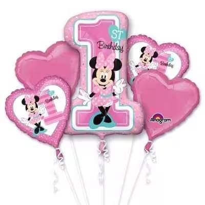 Folienballon-Set &quot;Minnie 1st Birthday&quot;, 5 Stk