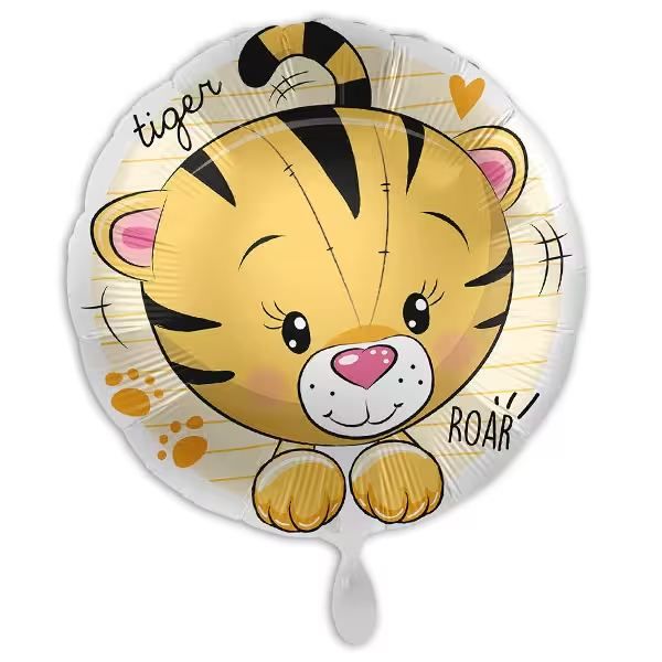 Runder Folienballon mit niedlichem Tiger-Motiv