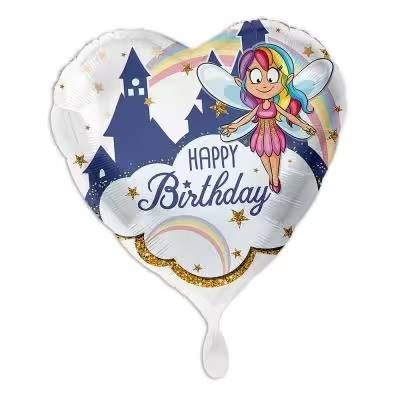 &quot;Happy Birthday&quot;, Glitzer Fee, Folienballon Herzförmig