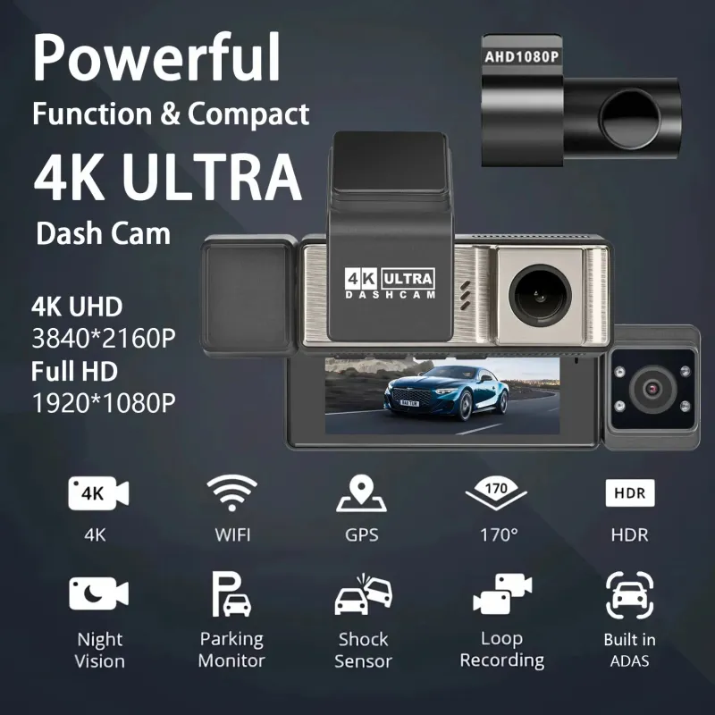 YODHA M8: 4K+1080P+1080P+GPS+ADAS 64GB Installation