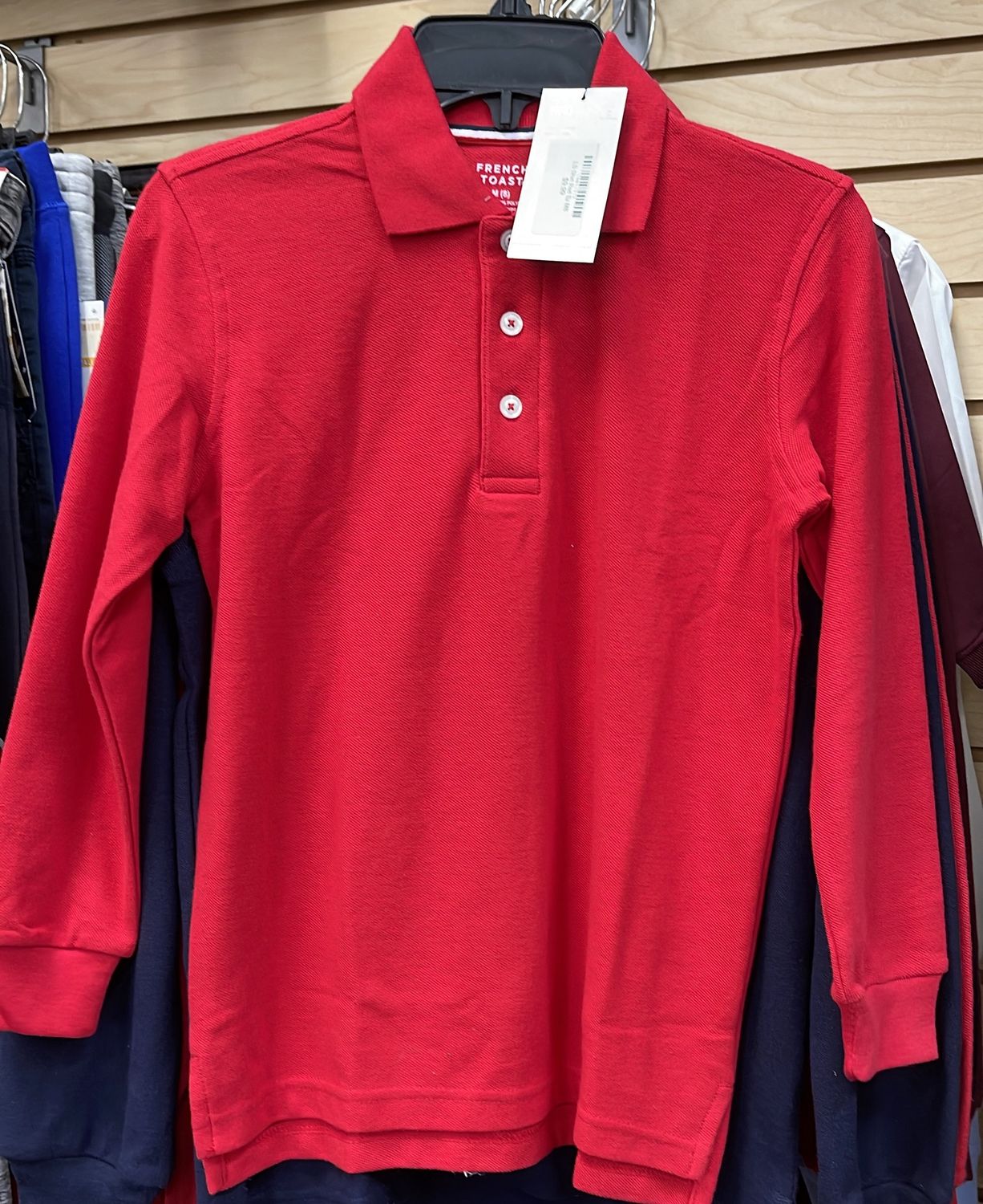 Boys LS Uniform Shirt Red Sz M8