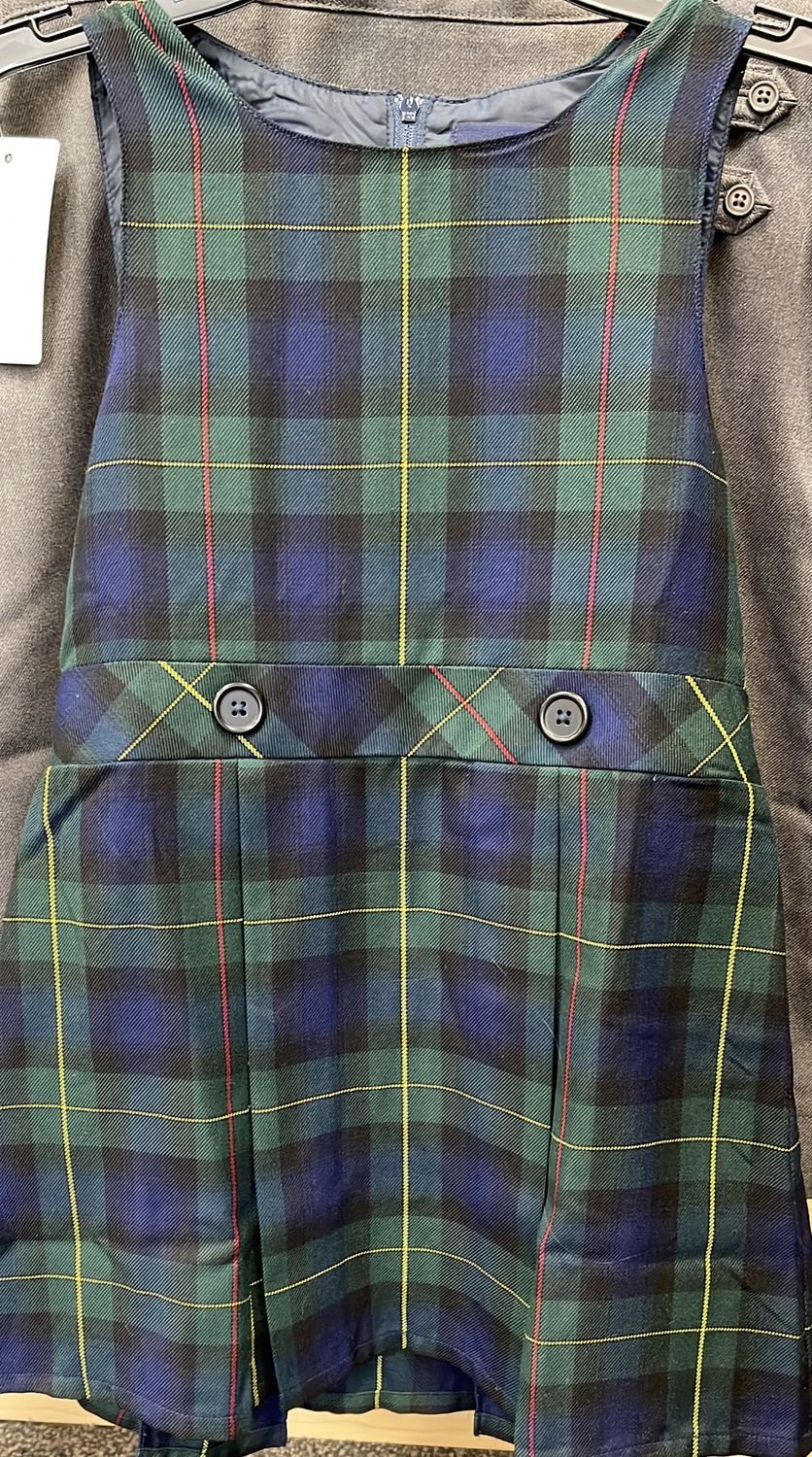 Girls Navy Plaid Uniform Jumper Dress Sz MD