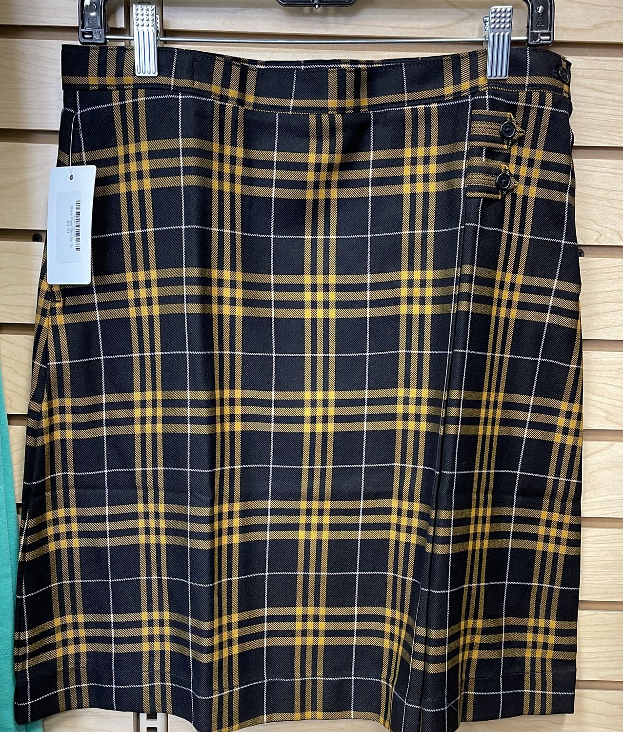 Girls Black Plaid Uniform Skirt Sz 16