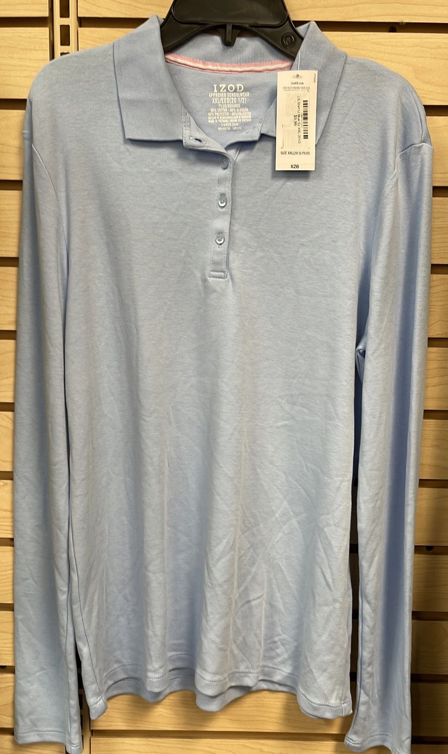 Girls LS Uniform Shirt Lt Blue Sz XXL 201/2