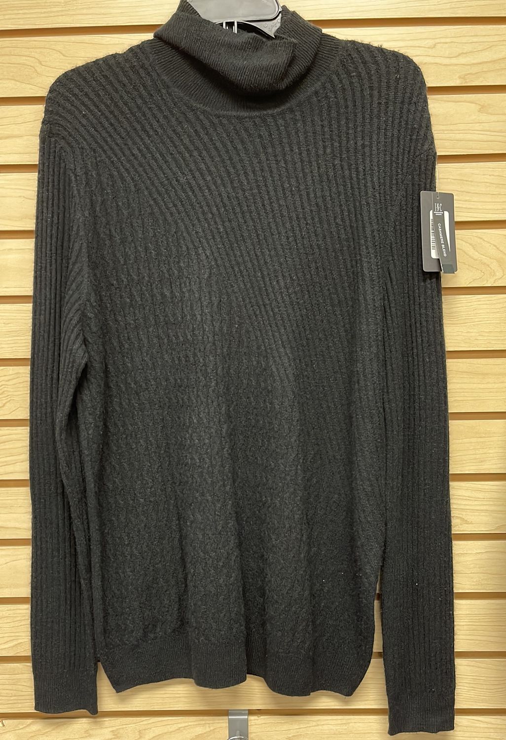 INC MNS Black Cashmere Blend  LS LG
