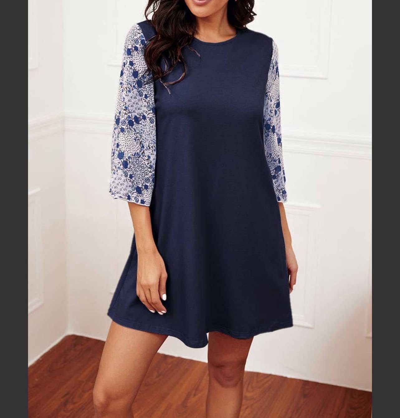 Wms Short Maxi Dress Navy Sz LG