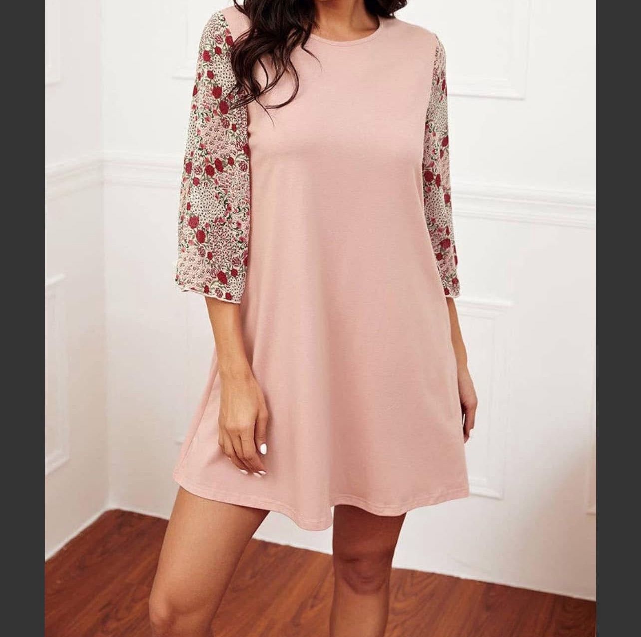 Wms Short Maxi Dress Pink Sz LG